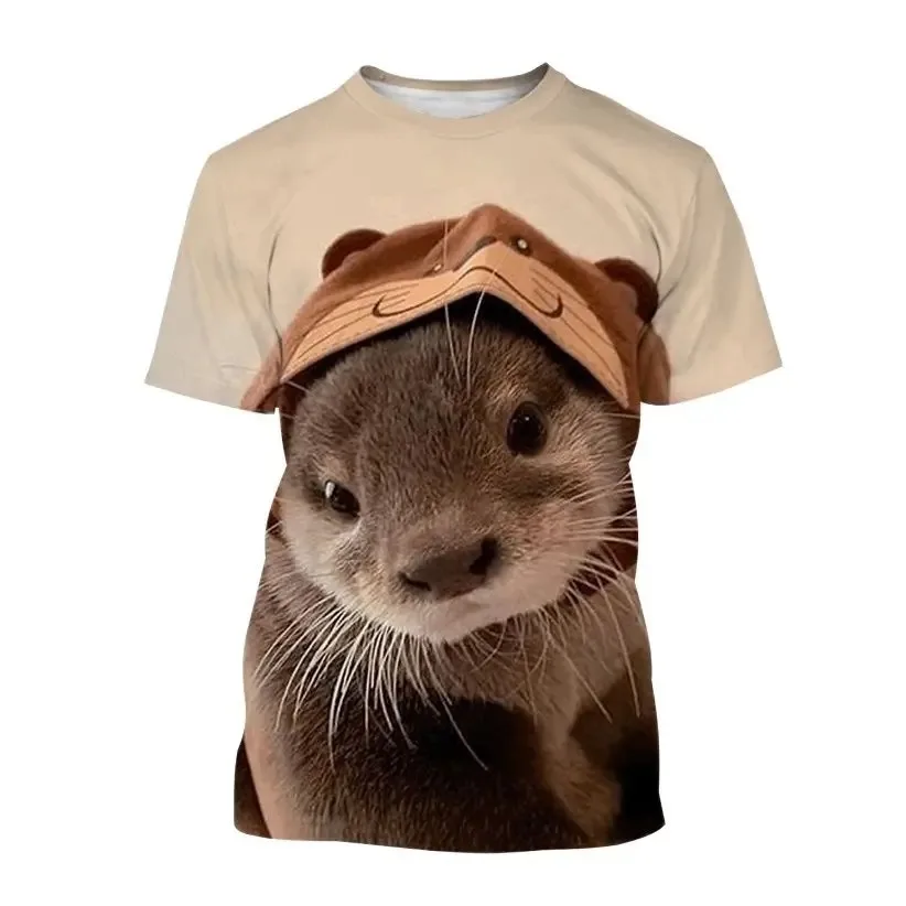 Unisex 2023 Summer T-shirt Popular 3d Animal Print Otter Casual Cute Short Sleeve Breathable Loose 6xl T Shirt Men Tops Tees