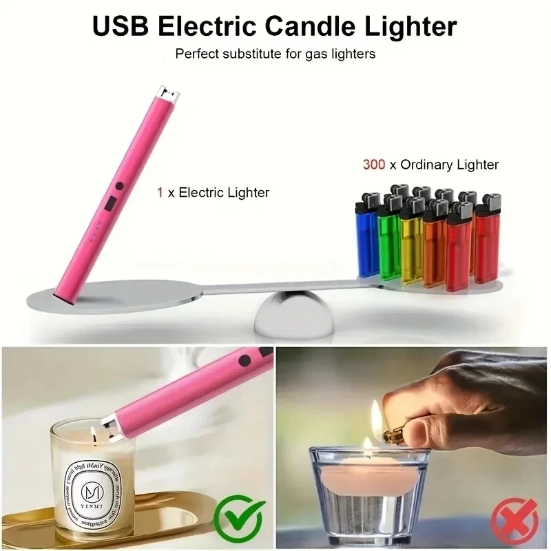 Wholesale price of 1pc outdoor camping lighter, candle lighter, USB rechargeable lighter, outdoor kitchen barbecue igniter usage