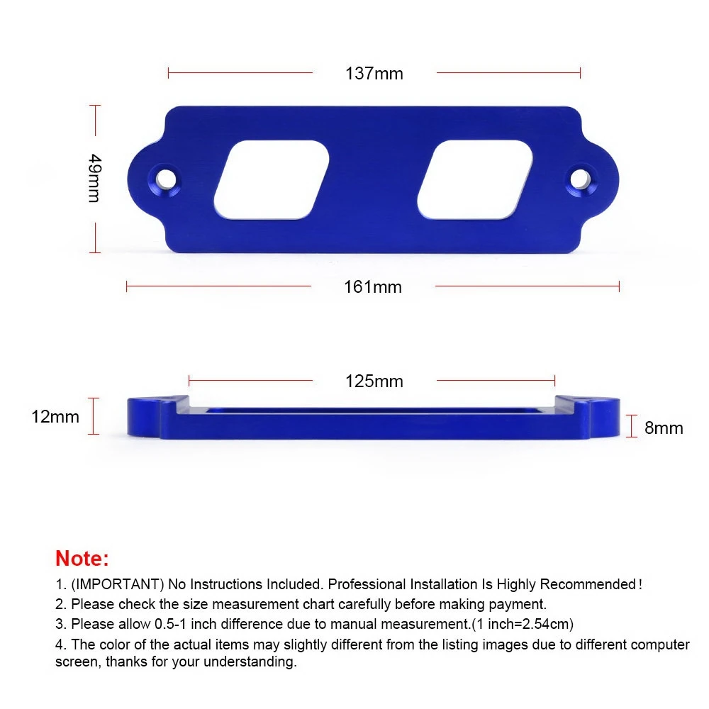 Battery Tie Down Kit Hold Down Rod with Stainless Tray Hooks for Honda Civic/CRX S2000/Acura Integra RSX(Blue)