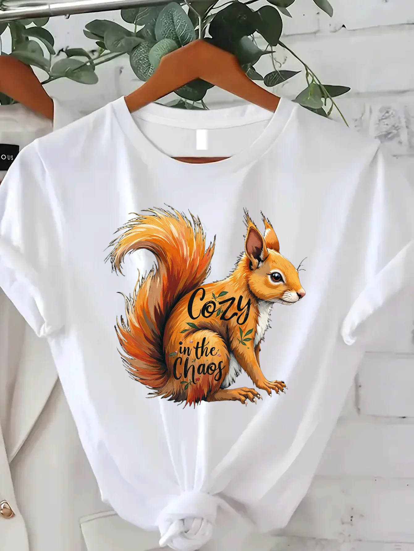 Comfortable Women's Print T-shirt Cozy Squirrel T-Shirt - 