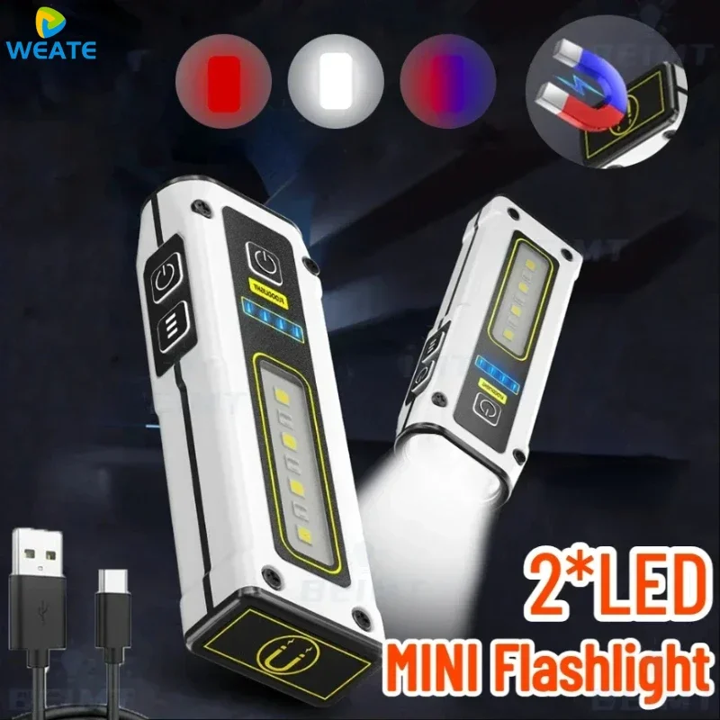 Portable XPG COB LED Flashlight 2000mAh 7Gear Rechargeable Mini Torch Magnet Emergency Power Bank Outdoor Camping Pocket Light