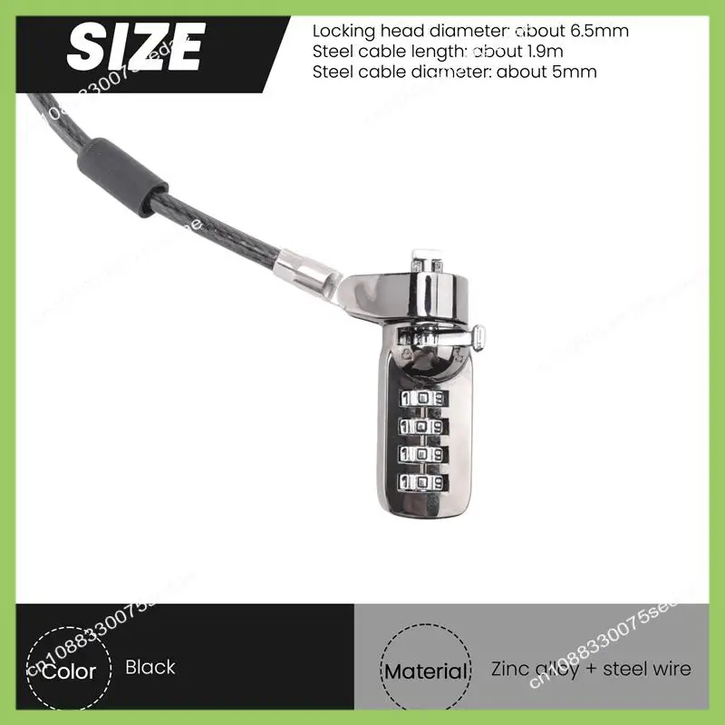 Y19A الأمن المضادة للسرقة مزيج الكمبيوتر المحمول قفل كابل الكمبيوتر المحمول 4 أرقام قفل بكلمة مرور