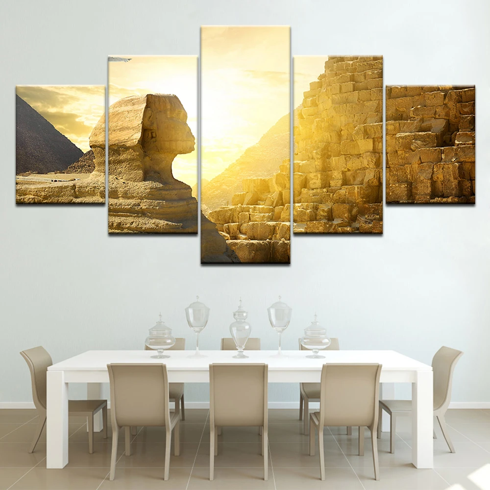 

Modular HD Picture Printed 5 Piece Wall Canvas Art Egypt Pyramid Poster Paintings Home Decor Living Room Artwork Framework