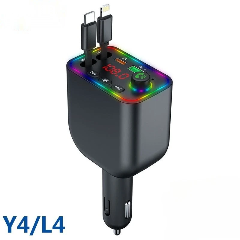 

Y4/L4 Telescopic Cable Cigarette Lighter Super Fast Charging Digital Display Bluetooth Car Mp3 Player for iPhone Apple Huawei