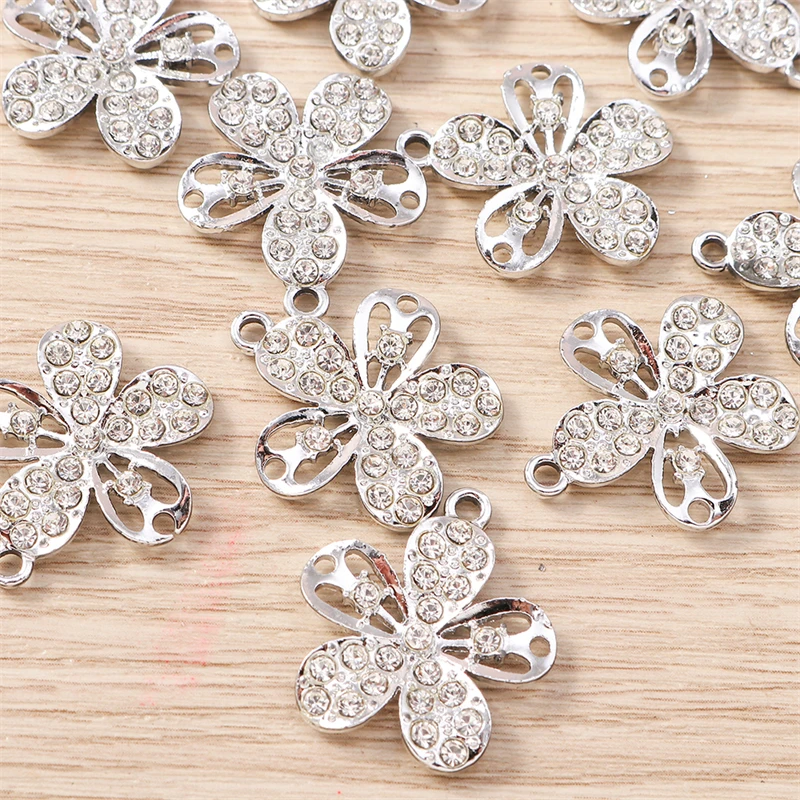 10 Stück 21x23mm Zarte Kristallblumen-Anhänger für die Herstellung von Ohrringen, Halsketten, Armbändern, DIY-Bastelarbeiten und Schmuckzubehör – Detail 6