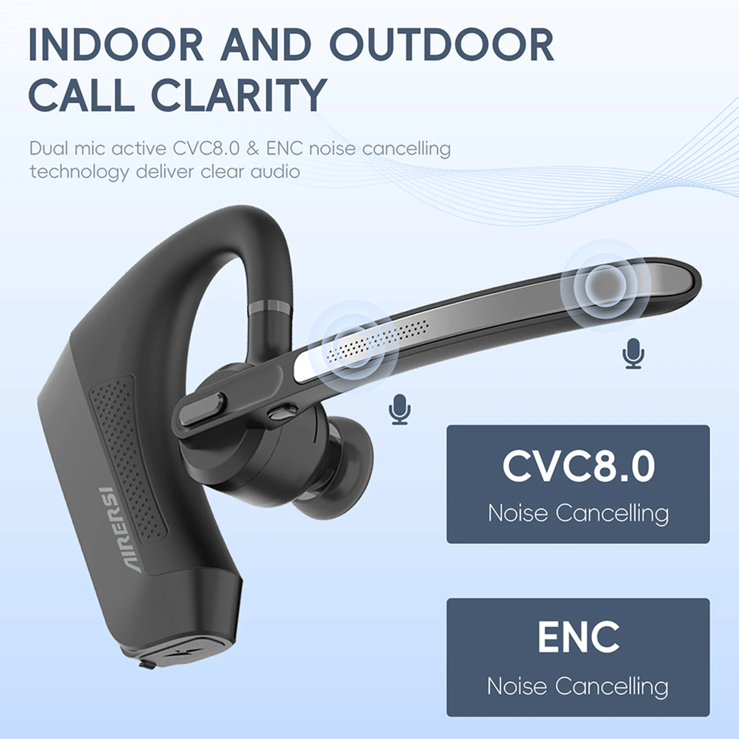 أحدث سماعات بلوتوث لاسلكية مع ميكروفون مزدوج لإلغاء الضوضاء وحافظة شحن لأجهزة Android iOS
