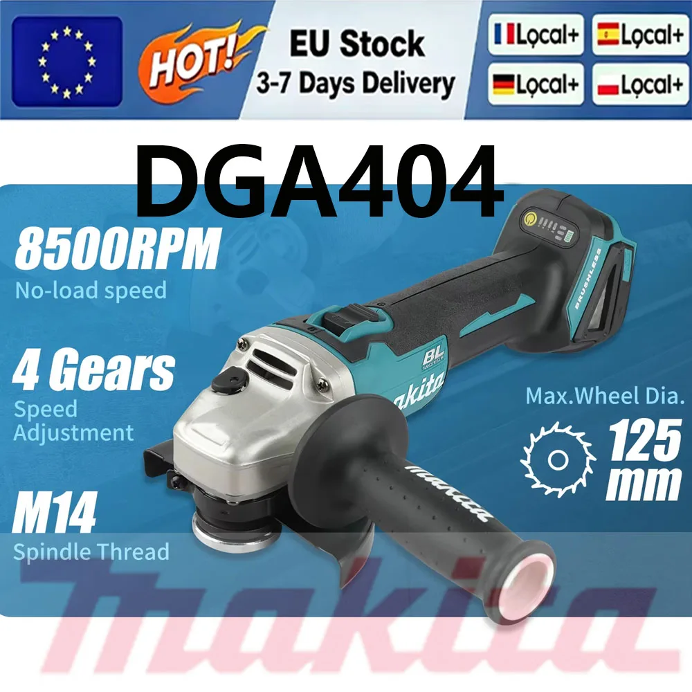 Smerigliatrice angolare elettrica senza spazzole Makita da 125 mm, con batteria al litio, 3 velocità, per levigatura, lucidatura e taglio del legno, compatibile con batteria Makita da 18 V.