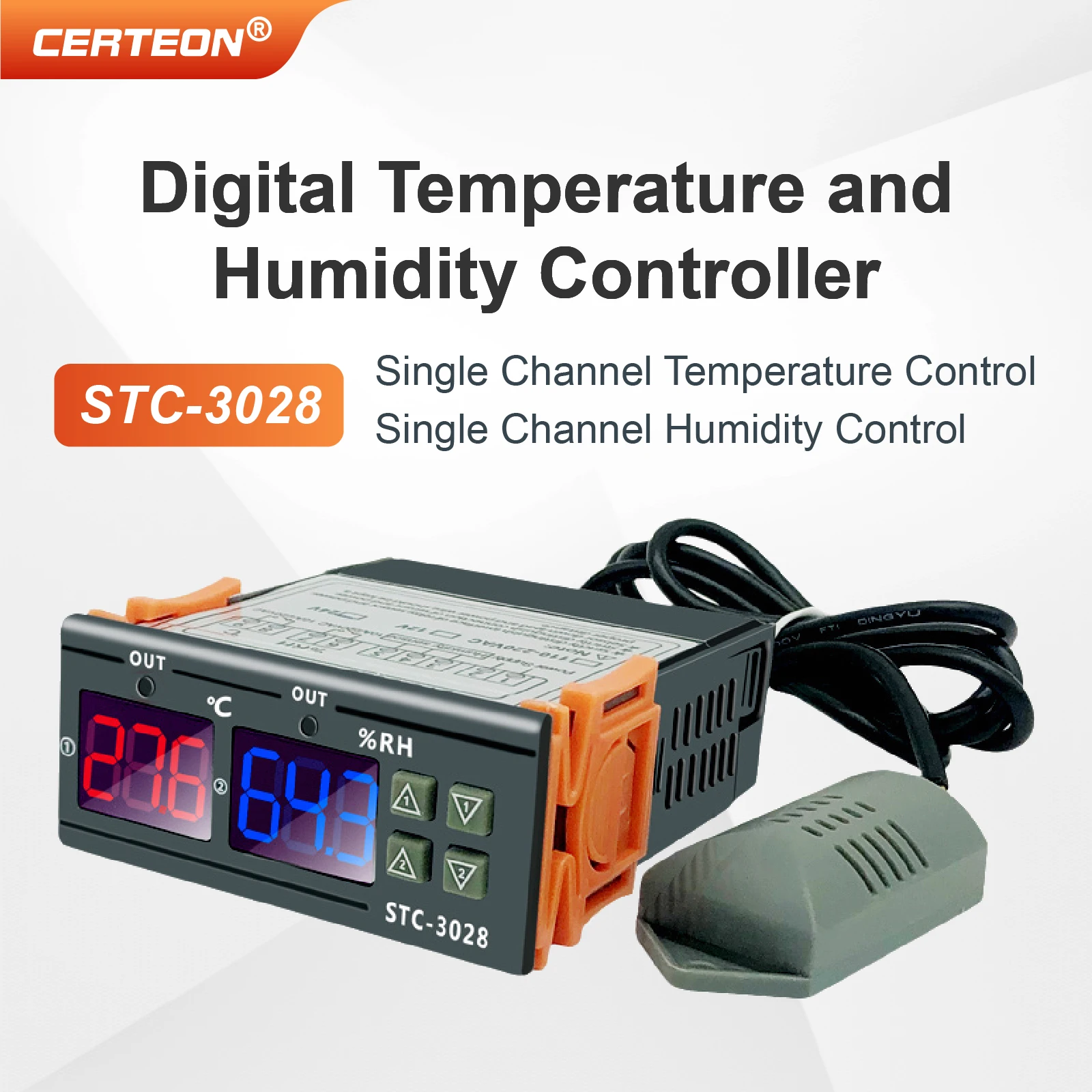 Controlador de termostato digital STC-3008/3028 display duplo relé duplo 12v/24v/220v interruptor controlador de temperatura e umidade