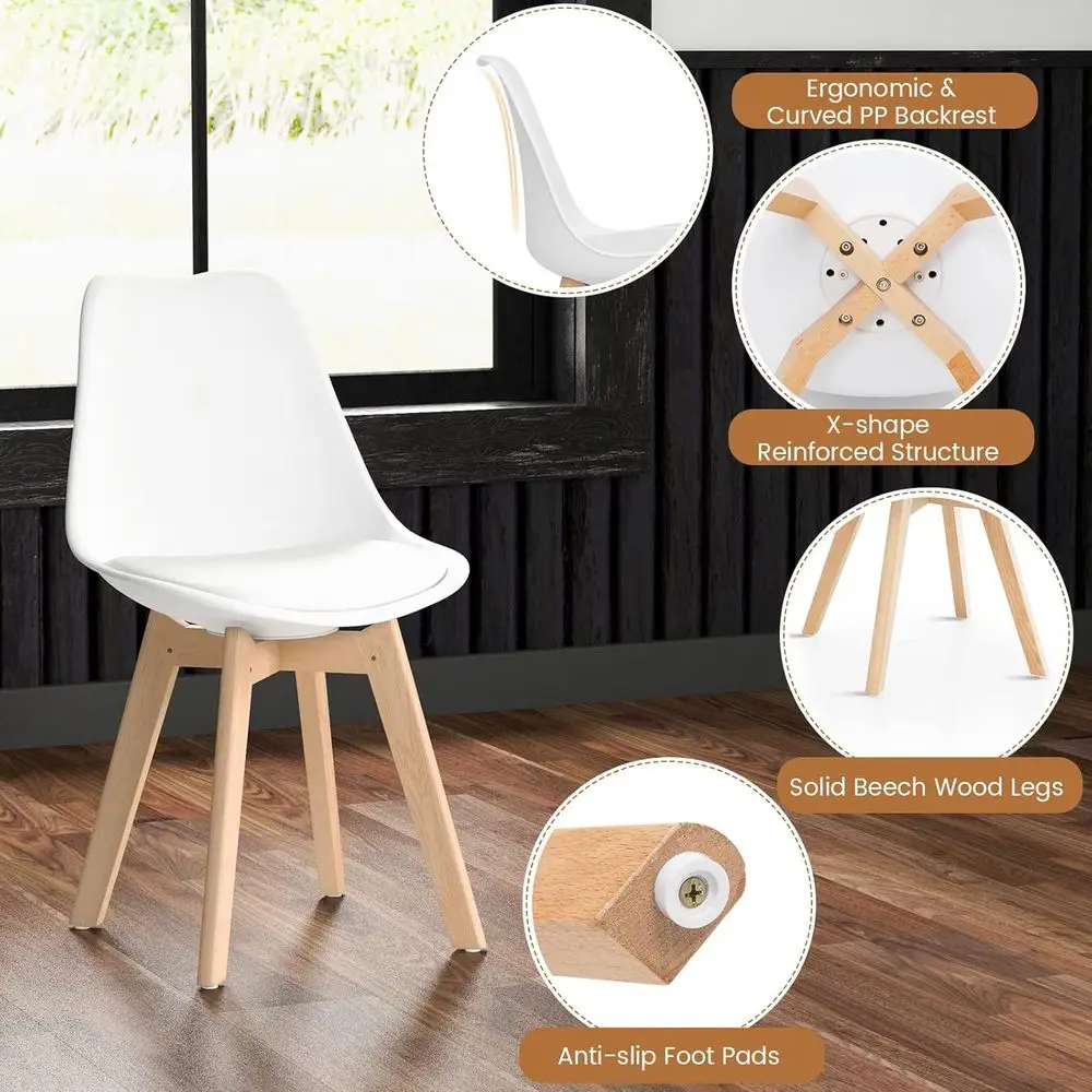 Dining Table Set for 4, Modern 5-Piece Dining Room Set w/ 1 Round Tempered Glass Table & 4 High Back Chairs, Customized