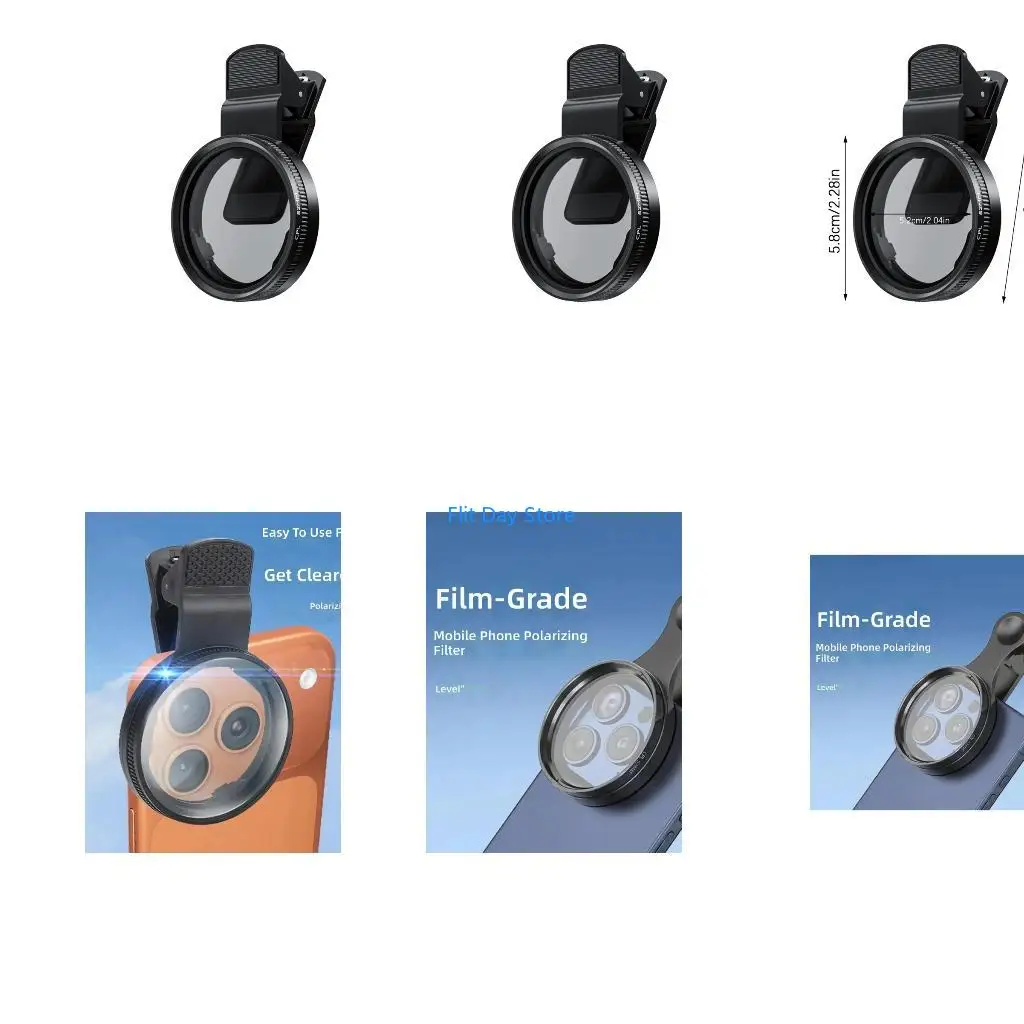 F92C Outdoor Spring Grip Polarizer for Mobile Camera Landscape Photo Use Daily