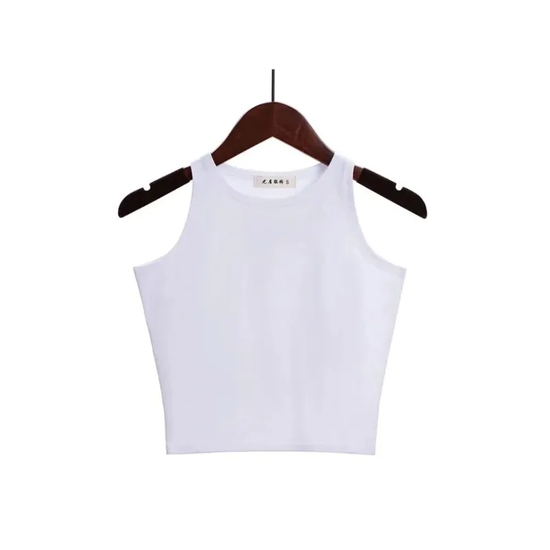 

Sexy crop top, cropped sleeveless cotton t-shirt, summer slim crew neck base shirt, skinny high-waisted top