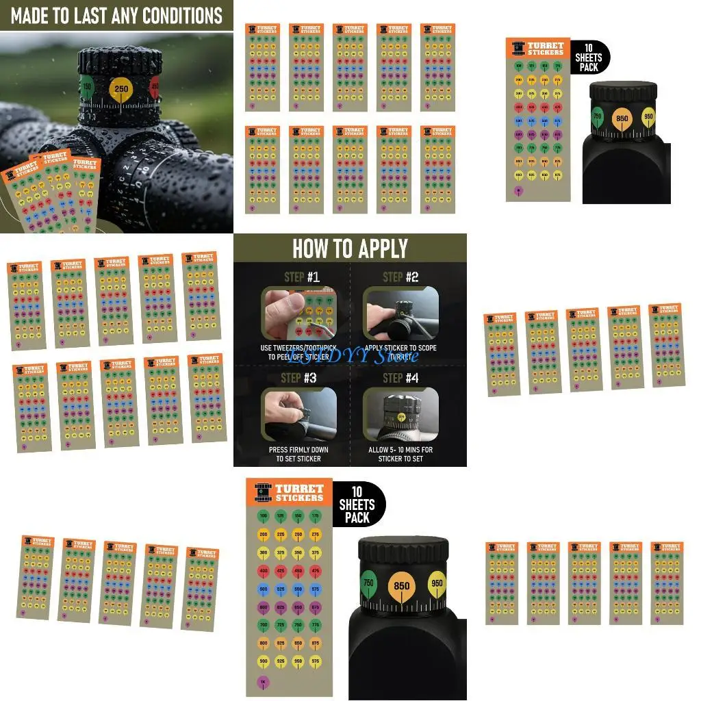G6DE 10/5 Blatt leicht zu entfernender Zielfernrohr-Aufkleber, Jagd-Zielfernrohr-Bereiche, Markierungen, Gewehre, für Üben