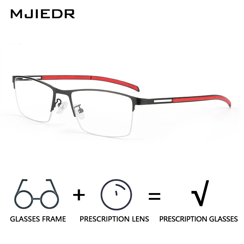 

MJIEDR DESIGN Men Prescription Glasses Fashion Myopia Prescription Eyeglasses Male Business Style Half Optical Glasses