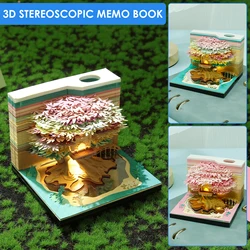 3D Notepad Creative Tree House 3D Memo Pad Desktop Décor with Light Non-Stick 2025 Weekly Calendar Art Craftwork Notepad Paper