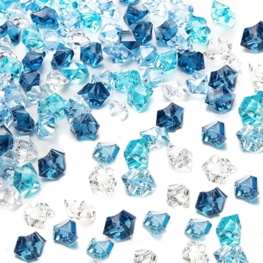 1050PCS 0.4 x 0.6inch Small Mixed Blue Fake Ice Rocks Vase Fillers, Aquarium Gravels Small Stones for Fish Tanks Decorations Ho