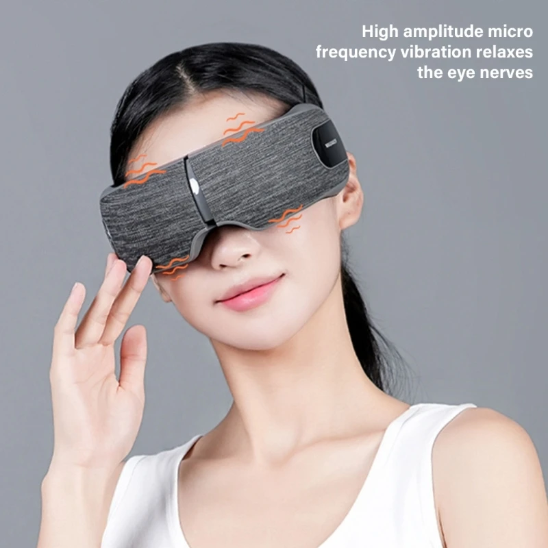 مدلك العين مع الحرارة للصداع النصفي، العيون الجافة، الهالات السوداء، قابلة لإعادة الشحن، متوافقة مع الموسيقى، بلوتوث، شحن قطرة