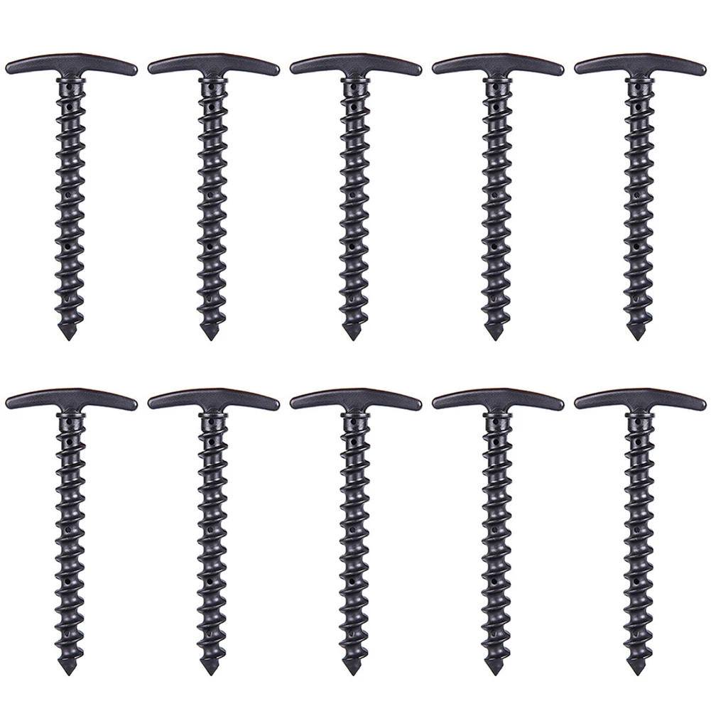 10pcs/set High-strength Camping Travel Tent Tack Floor Nails Screw Stakes Pegs Beach Snow Mud  Stakes Pins for Outdoor
