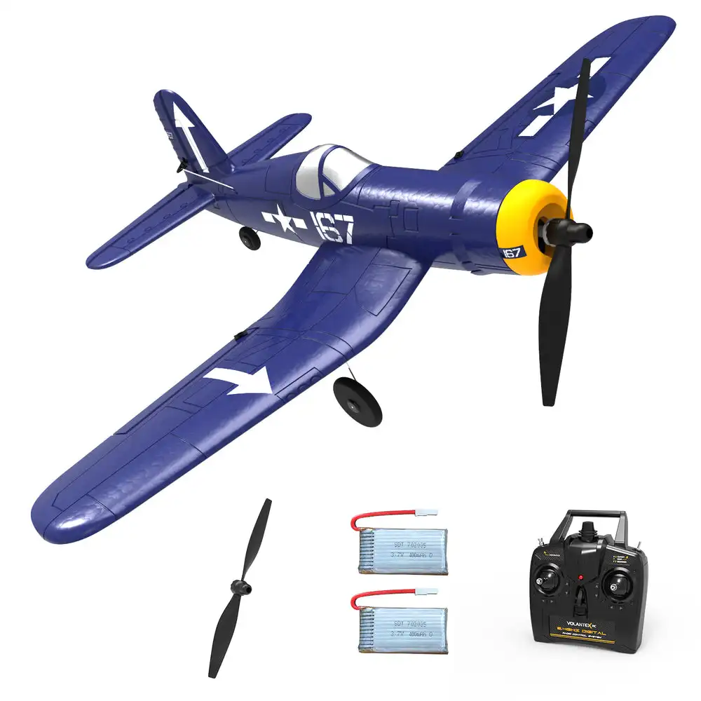 VOLANTEXRC 761-8 2.4GHz RC Airplane 6-Axis Gyro F4U Corsair EPP RC Plane Foam Trainer Warbird Fixed Wing Glider Toys for Boys