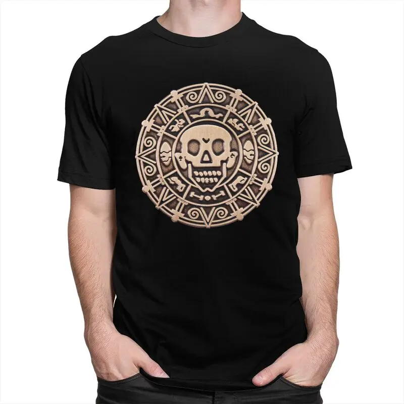 Custom Mens Aztec Pirates Caribbean Skull T Shirts Short Sleeves Cotton Tshirt T-shirt Leisure Tees Clothing