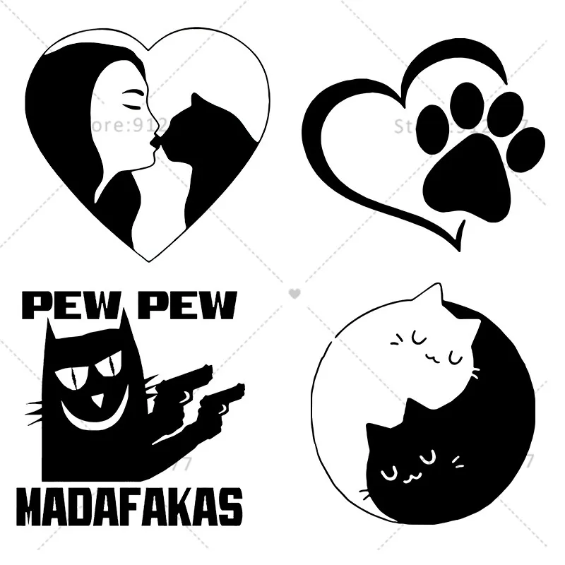 Heat Transfers Digital Print Transfer Film Cats Dogs Animals Pets Lover Cute Funny DIY Ready to Press on Garment DTF Transfers