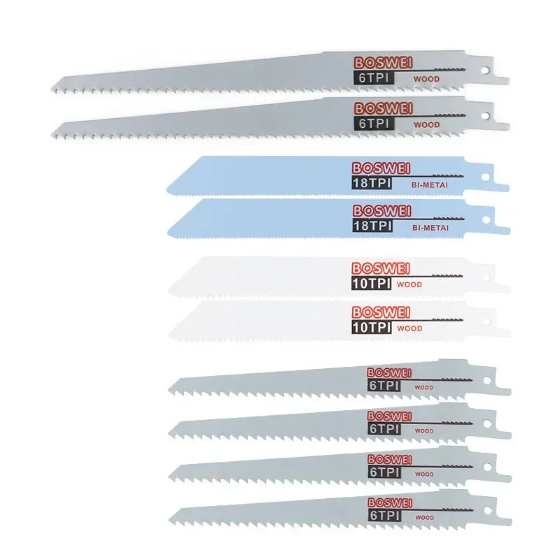 

10 Pcs Reciprocating Saw Blade Hand Saw Blade Saber Blade for Wood Metal Alternating Saw Power Tool Accessories Woodworking