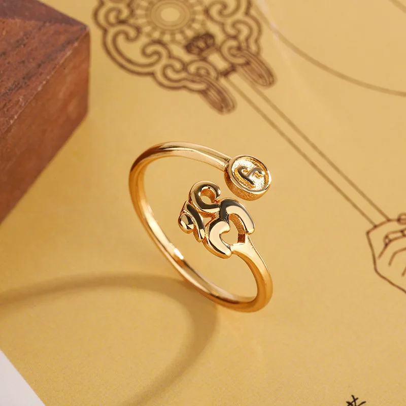 anillos de plata 925 Open Ring Thai Cultural Dragon Pu Manna Men's Women's Ring Internet Famous Model Finger Ring
