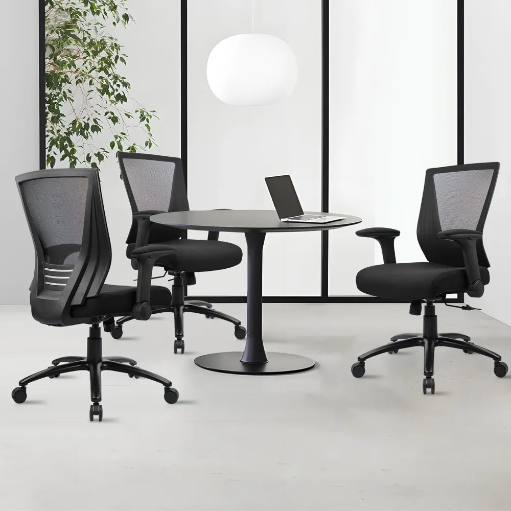 

Big and Tall Office Chair Heavy Duty Ergonomic Desk Chair 500lbs with Flip-up Arms & Wide Thick Seat Cushion Home Executive