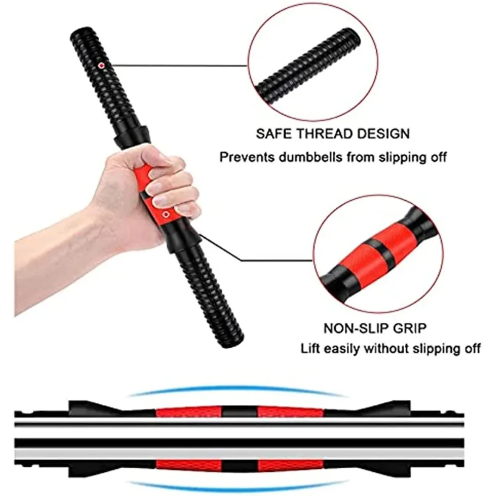 New PVC Dumbbell Bar Fitness Equipment Home Gym Accessories Barbell Buckle Spin-Lock Collars Durable Threaded Dumbbell Handles