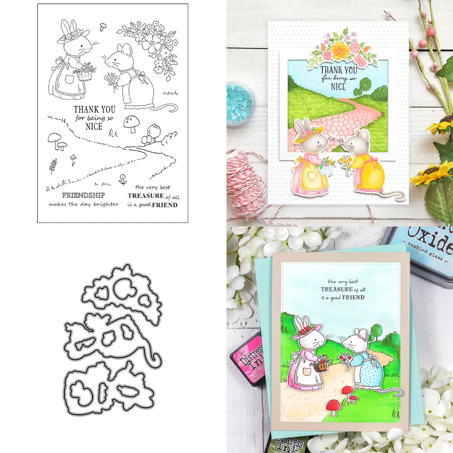 AliliArts Storybook Friends Metal Cutting Dies and Stamp diy Scrapbooking Photo Album Decorative Embossing PaperCard Crafts Die