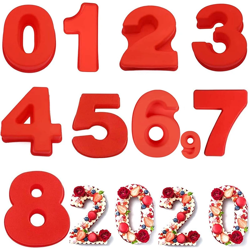 3D Silicone Numbers Cake Molds Large Size Number Moulds Baking Forms Silicone Number Mold Cake Pan for Birthday Wedding YY116