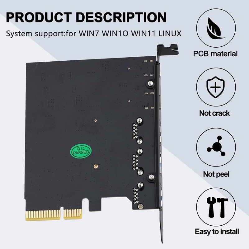 USB3.2 Expansion Card GEN2 10Gbps PCI-E 4X Adapter Card Portable TYPE-C Type-A Dual Chip Board