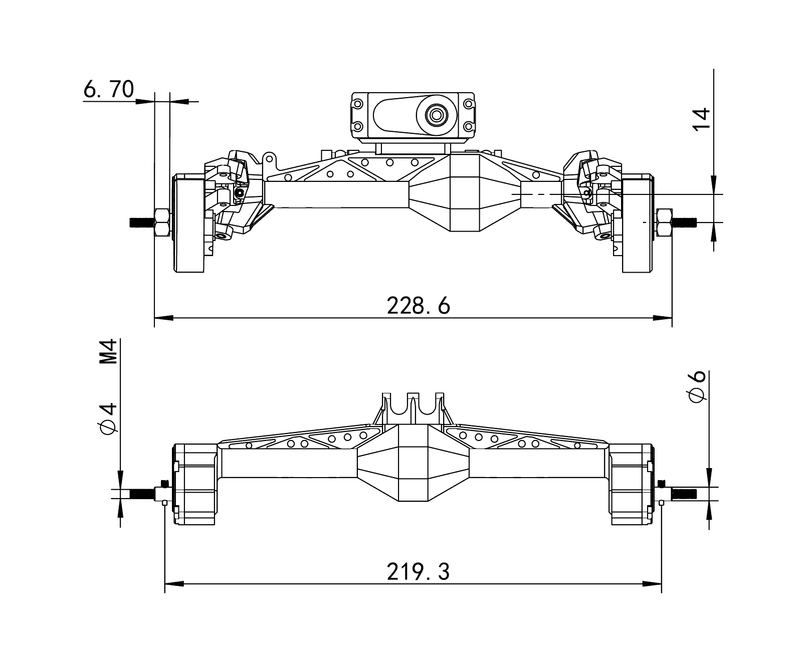 MEUS RACING Capra 1.9 Portal Axles Kit with Isokinetic 3-Section CVDs and Ackerman Steering Structure for Axial Capra 1.9 4X4