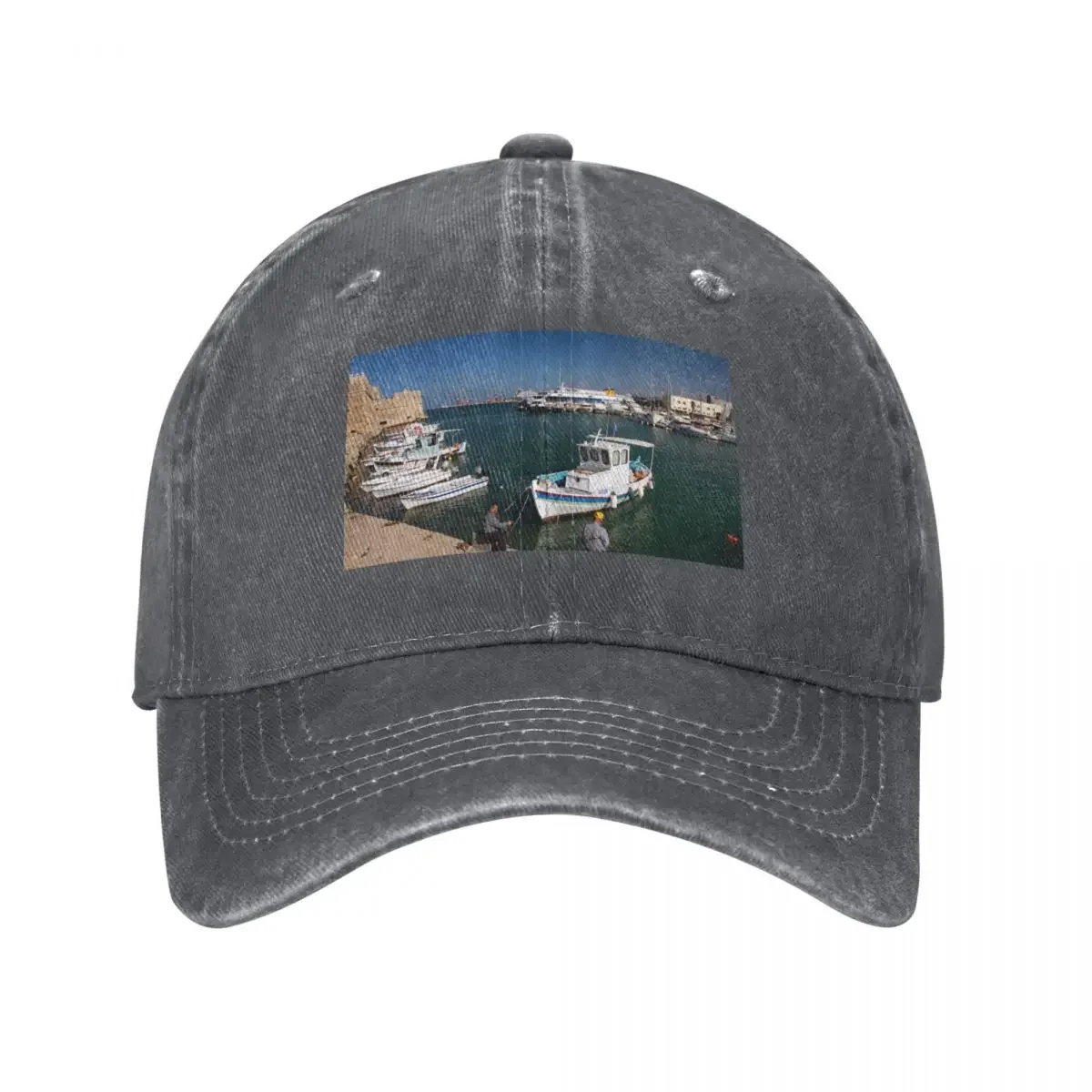 Venetian Harbour, Heraklion, Crete, Greece Baseball Cap Custom Cap Hat Luxury Brand hiking hat fishing hat Men Golf Wear Women's