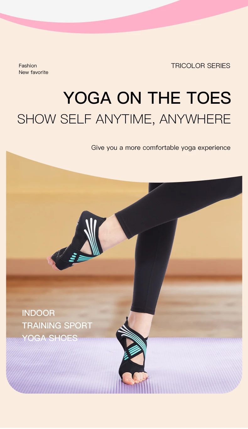 Professionelle rutschfeste Gym Yoga Schuhe flache weiche Anti-Rutsch-Sohle Ballett Fitness Tanzschuhe Pilates Yoga Schuhe Socken – Detail 2