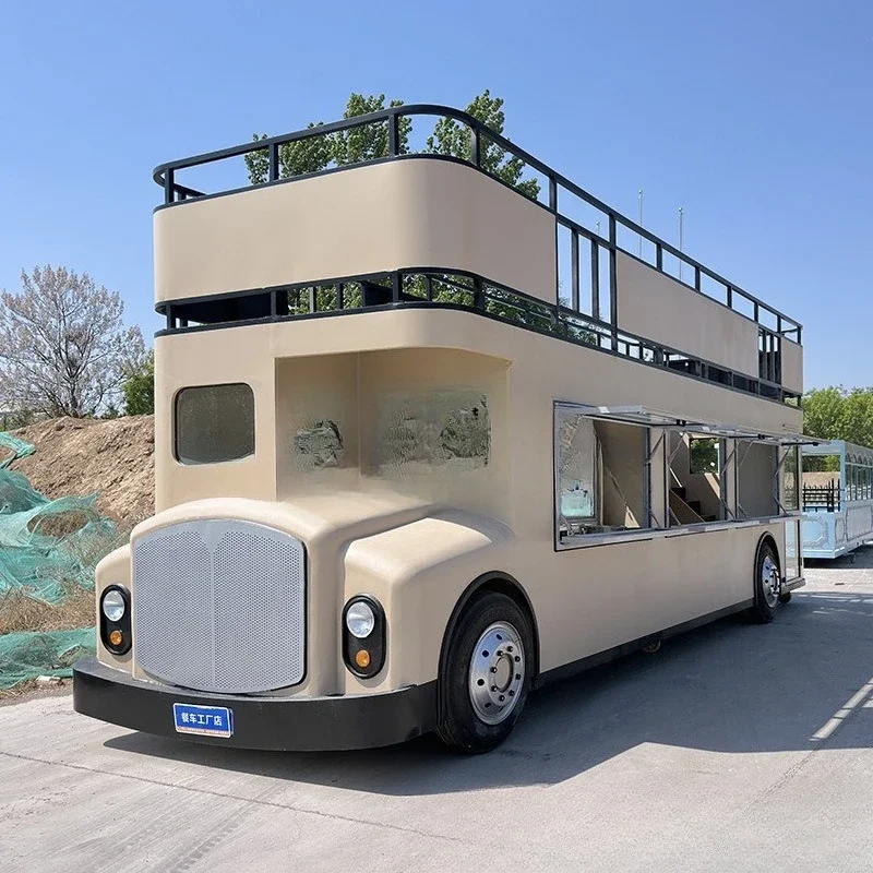 OEMMultifunctional four-wheel dining car Food truck Commercial street Scenic double-decker bus Snack truck