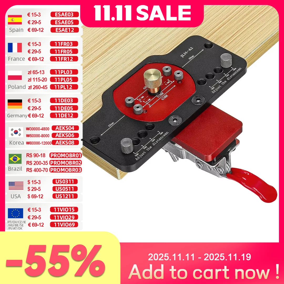 

Allsome 35 мм комплект приспособлений для скрытых петель для установки дверных петель шкафа, сверхмощная фурнитура, инструмент для приспособления для петель шкафа