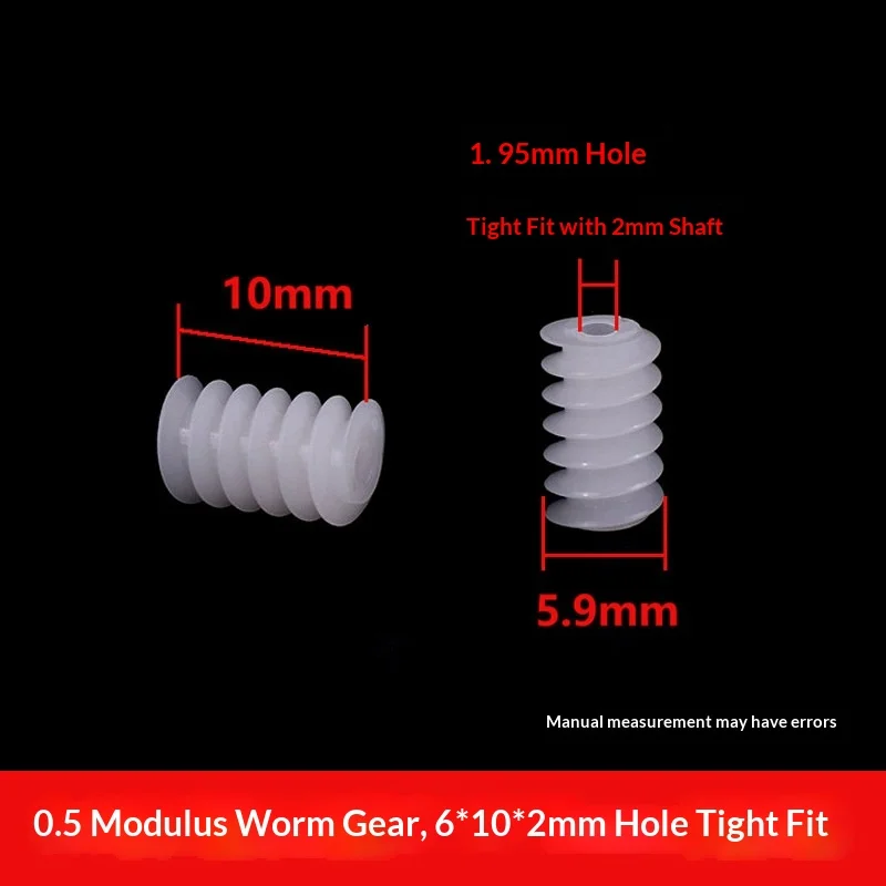 2mm hole 100pcs 0.5 module plastic worm helical teeth, reduction gear 6*10*2mm Toy Model Aircraft Parts worm