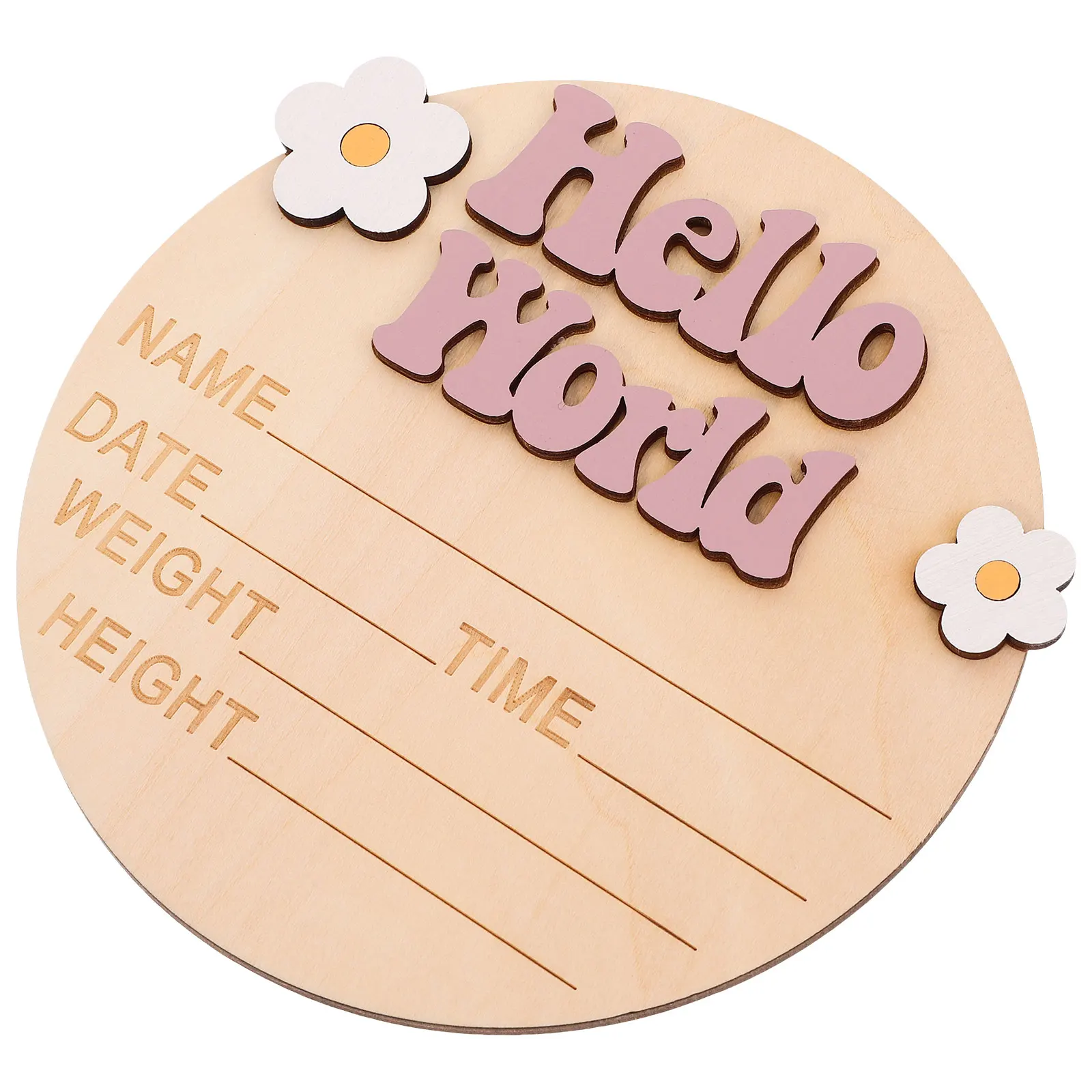 

Growth Milestone Wooden Sign Smooth Baby Announcement Card Craft Pendant Newborn Photo Props Name Weight Detail