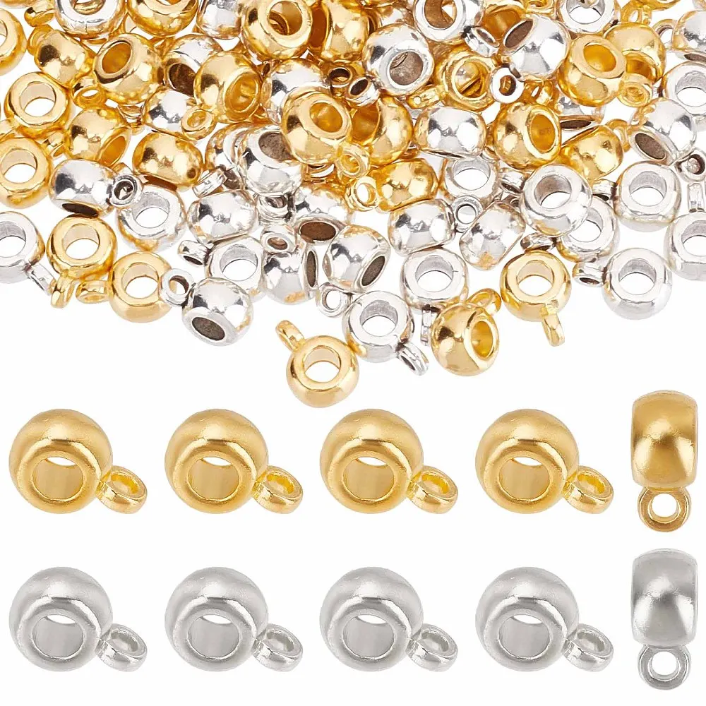

1 Box 1 Box 200Pcs Bail Beads Bail Bead Link Bail Beads European Large Hole Bead Silver Spacer Beads Metal Loose Bead
