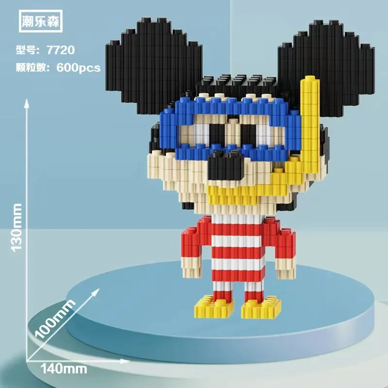 Mini Mickey en Donald Duck Kleine deeltjes geassembleerde bouwstenen Kinderpuzzel Speelgoed Cadeau Desktop Ornament