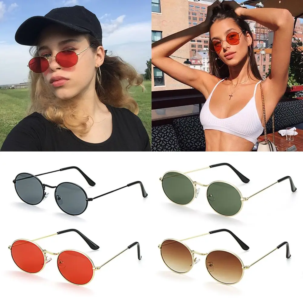 Women Steampunk Oval Sunglasses Gold Silver Small Frame Retro Sex Round Sunglasses 400UV Gradient Mirror Glasses Driver Goggles