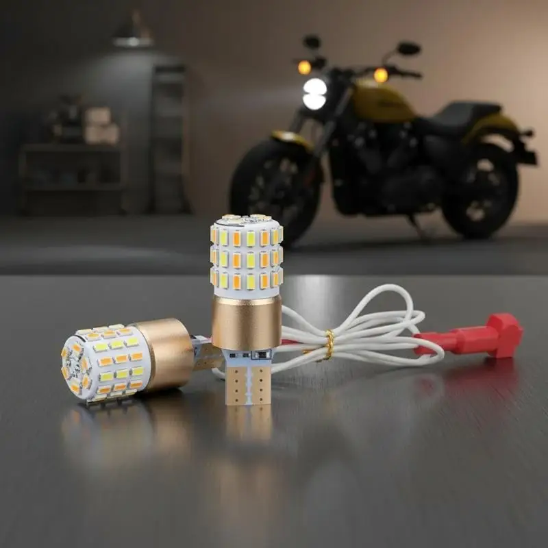 LED T15 Parklight Bulbs 2Pcs Compatible with Nmax 155 Featuring Dual Contact Design in Yellow and White Hues