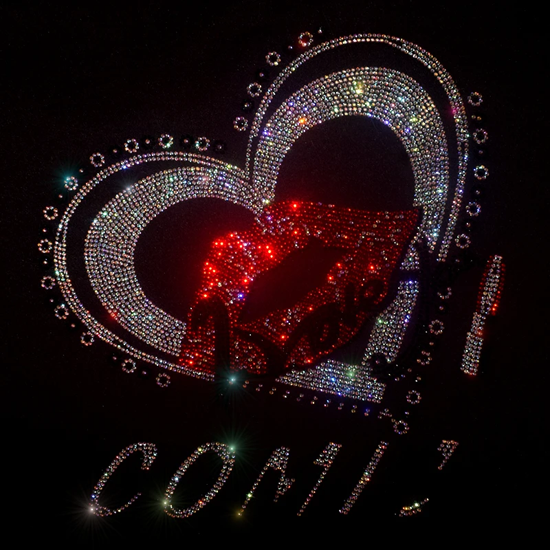 Sexy red lips love iron-on diamond patch clothing patch ironing sweater T-shirt jacket fashion decoration love big patch
