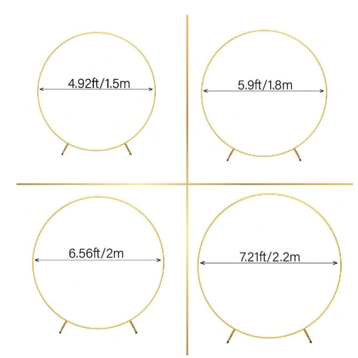 Round Arch Backdrop Stand Kit  Large Golden Metal Circle Balloon Arch Frame with Base for Wedding Birthday Party Decoration