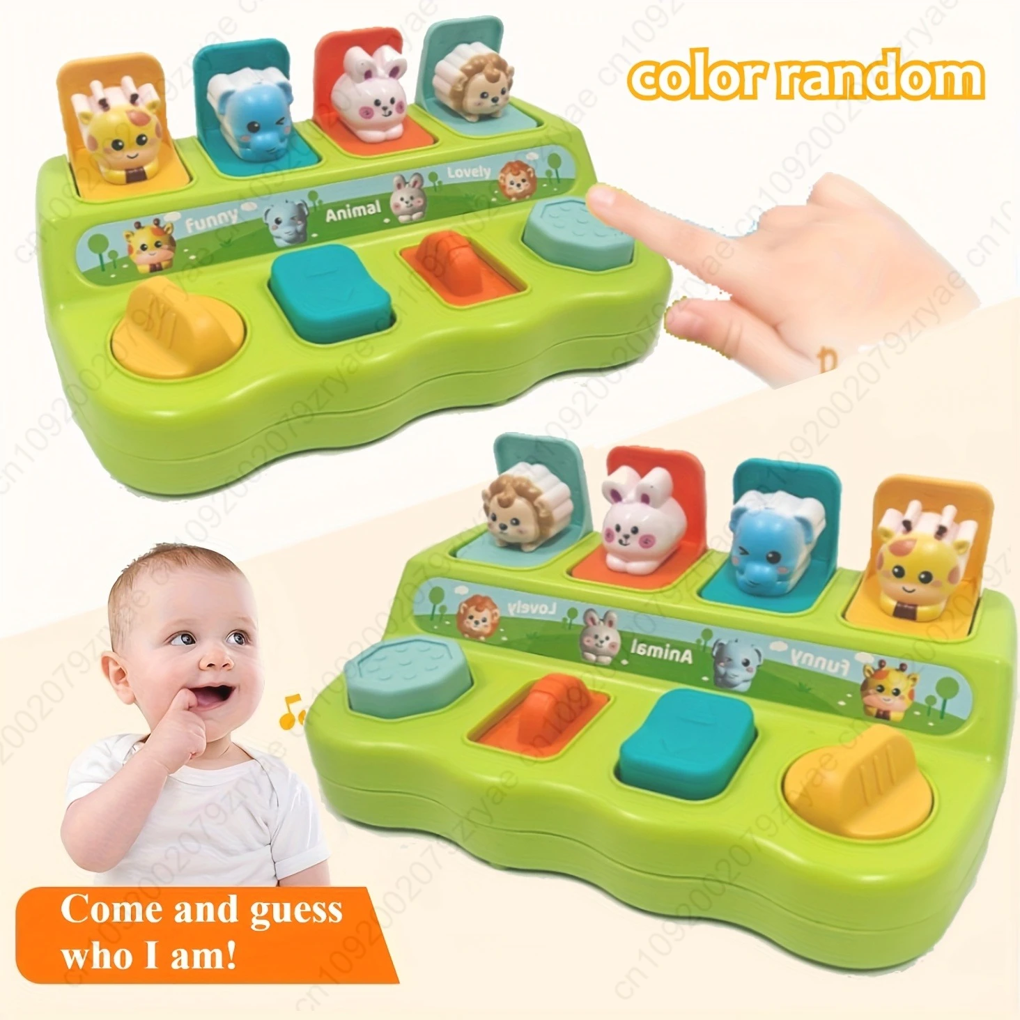 قطعة واحدة من صندوق الإخفاء والسعي المنبثق الكرتوني - لعبة تعلم تفاعلية مع بطاقات حيوانات، هدية تعليمية لعيد الميلاد أو عيد الميلاد #5