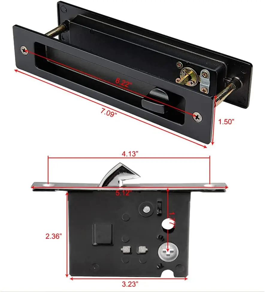 Imagem -04 - Porta Deslizante Mortise Bloqueio Trava Invisível Recesso Handle Conjunto com Chaves Interior Madeira Bolso Porta Bloqueio Móveis Hardware