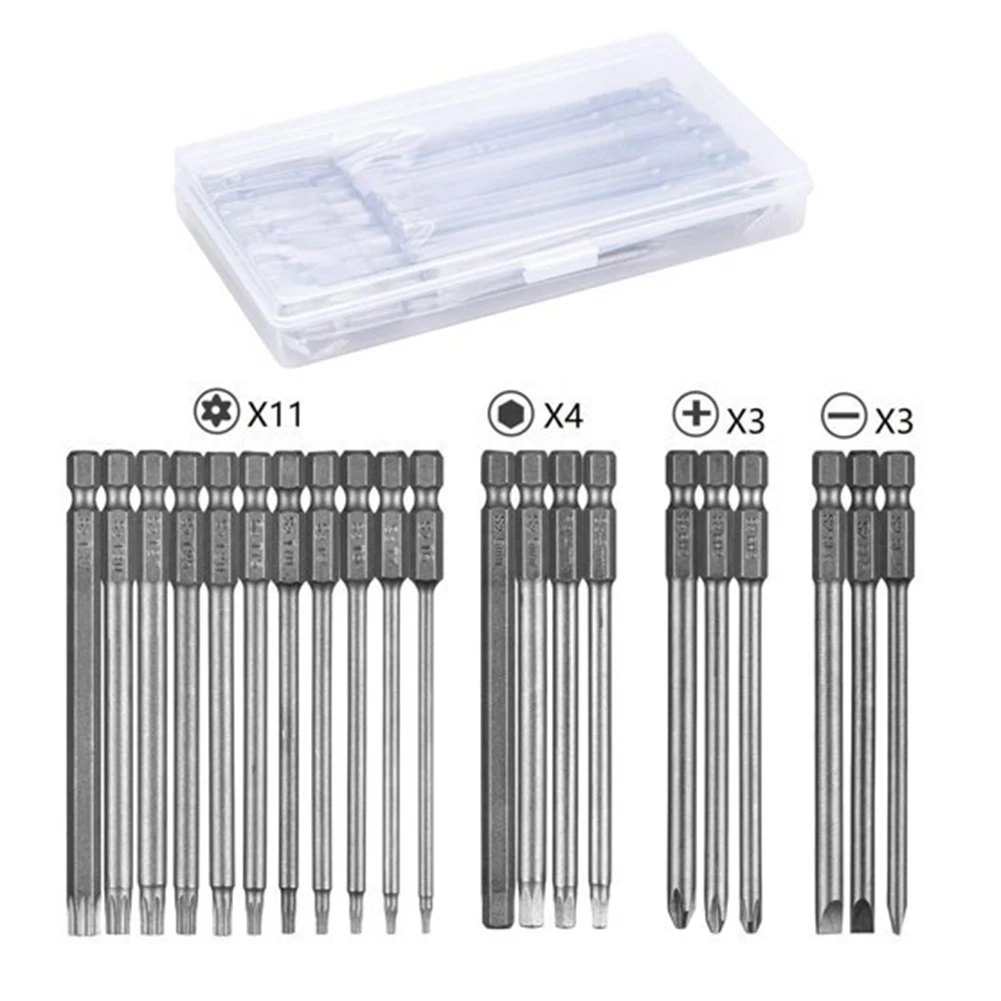 21-個のドライバービット-1-4-シャンク六角電動ドリルバッチヘッドネジ磁気スクリュードライバービットハンドツール