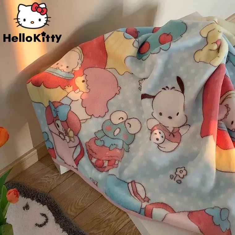 Sanrio Pochacco Anime Cartoon Plush Blanket Cute Office Bed Dormitory Blanket Y2k Harajuku Kawaii Cloak Air Conditioning Blanket