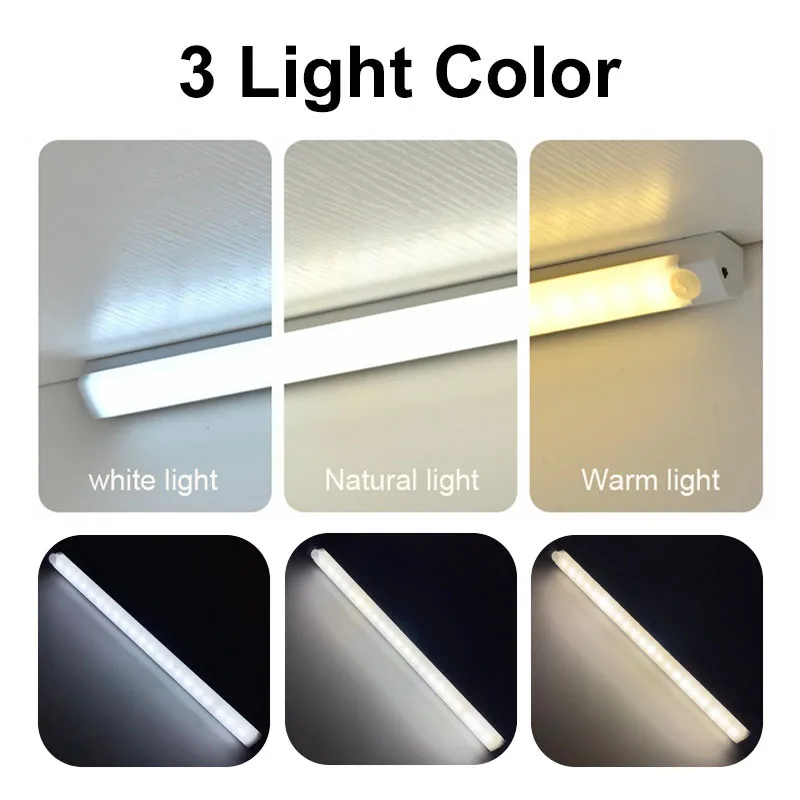 Wireless Motion Sensor Light USB Rechargeable Lamp Wireless Under Cabinet Light for Kitchen Cabinet Wardrobe Bedroom Decoration