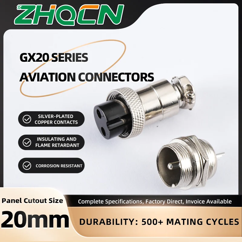 GX20 Aviation Connector 2/3/4/5/6/7/8 Pin Male Female Metal Plug Socket Push Pull Cable Connector Silver Plated Co